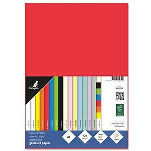 kangaro - Gekleurd papier rood DIN A4-120g/m² FSC mix - 100 stuks - briefpapier knutselpapier DIY K-0043F075 29,7x21x1,5