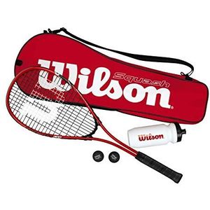 Wilson Squashset, Starter Squash Kit, incl. 1 Impact Pro 300 racket, 2 ballen, 1 waterfles en 1 tas, rood/zwart, WRT913100