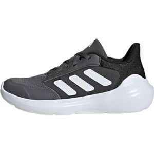 adidas Tensaur Run 2.0 schoenen voor kinderen, lage schoenen zonder voetbal, uniseks, kinderen, grijs/wit/zwart (Grey Four Ftwr White), 36 EU