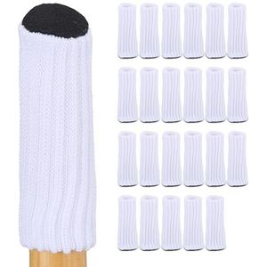 Relaxdays stoelpoot sokken set van 24, vloerbeschermers voor stoelpoten & tafelpoten, elastisch, stoelsokken rond, wit