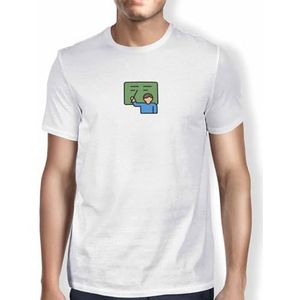 Green Fish, Basic T-shirt voor heren, 100% katoen, regular fit, Digital Icon Printed, maat: S, kleur: wit, wit, S