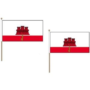 AZ FLAG Vlag van Gibraltar 45 x 30 cm, houten beugel, 10 stuks, Engelse vlaggen, 30 x 45 cm