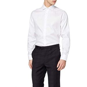 Seidensticker Herenoverhemd met lange mouwen, strijkvrij, getailleerd hemd, shaped fit, 100% katoen, wit, 42