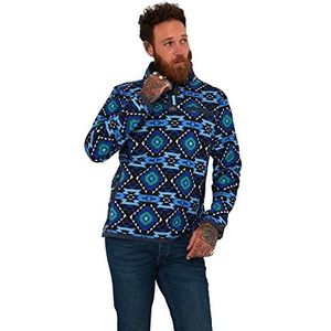 Joe Browns Heren Quarter Zip Aztec Printed Trechter Neck Sweatshirt, Blauw, S