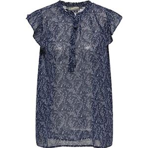 DreiMaster Vintage dames eyota - blouse met korte mouwen 37323962, marine wolwit, L, marineblauw/wolwit, L
