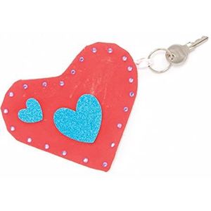 Baker Ross AX719 hartportemonnee sleutelhangers - Pack van 4, maak je eigen sleutelringen voor kinderen om in te kleuren, te maken en weer te geven