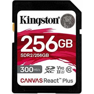 Kingston Canvas React Plus 256GB SDXC-geheugenkaart UHS-II 300R/260W U3 V90 voor Full HD/4K/8K - SDR2/256GB