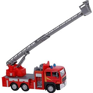 Kids Globe Traffic brandweerauto met draaiglader, speelgoed, kinderspeelgoed met licht en geluid, 510126, rood