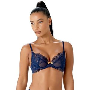 Gossard Superboost Kant Niet-Gewatteerde Plunge BH Midnight Blauw/Goud 32B, Midnight Blue/Goud, 70B