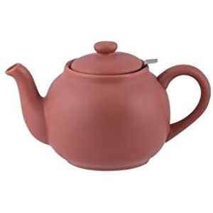 PLINT Simple & Stylish Ceramic Teapot, Globe Teapot with Stainless Steel Strainer, Ceramic Teapot for 3-5 Cups, 900 ml Ceramic Teapot, Flowering Tea Pot, TeaPot for Blooming Tea, Terracotta rose