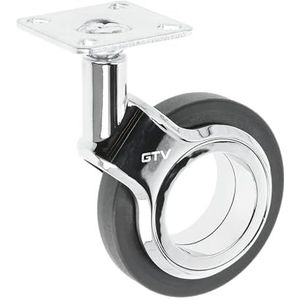 GTV - Meubelwielen GIRA | zwenkwielen | wielen voor meubels | zonder rem | diameter 75 mm | van kunststof en staal | zwart + chroom