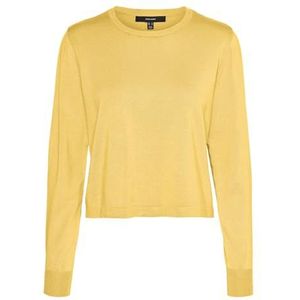 VERO MODA VMSILJE LS O-Neck Short Pullover GA NOOS, Lemon Drop., L