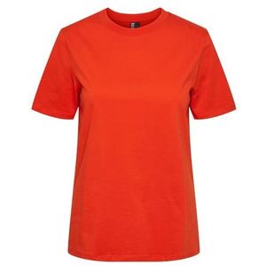 PIECES Pcria Ss Solid Tee Noos Bc T-shirt voor dames, Tangerine Tango, L