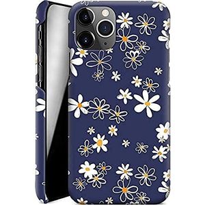 caseable Apple iPhone 11 Pro telefoonhoes - hardcase beschermhoes - schokabsorberend & krasbestendig oppervlak - kleurrijk design & rondom print - Navy Daisies - bloemen bloemen