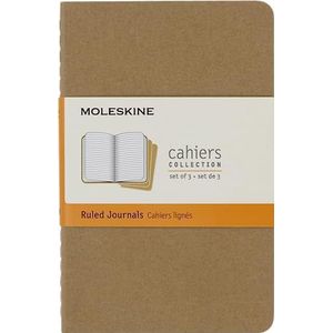 Moleskine Cahier Journal (set van 3), zak, gelinieerd, kraftbruin, zachte kaft (3,5 x 5,5): set van 3 gelinieerde dagboeken