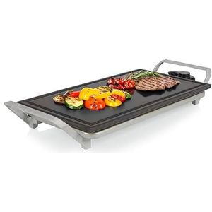 Princess Table Chef Premium Steengrill – Extra grote grillplaat 46 x 26 cm – Keramische grillplaat – PFAS-vrij – Instelbare thermostaat – Incl. 4 houten spatels – 103150