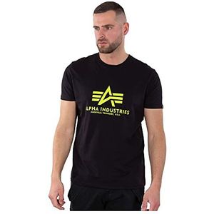 Alpha Industries Basis Neon Print T-shirt voor heren Black/Neon Yellow