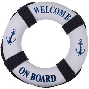 Out of the blue Maritim reddingsring Welcome on Board met kunststof anker en touw blauw/wit, afmetingen (H x B x D): 42 x 35 x 5 cm (hoogte met touwophanging)