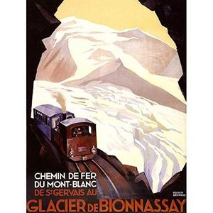Wee Blue Coo Travel Transport Mont Blanc Mountain Railway Gletsjer Art Print Poster Muurdecoratie 12X16 Inch