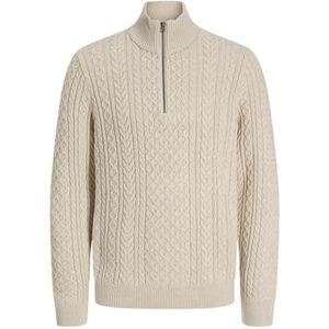 Jack & Jones - Jprblusean Knit Cable Half Zip - Trui - Silver Lining/Melange