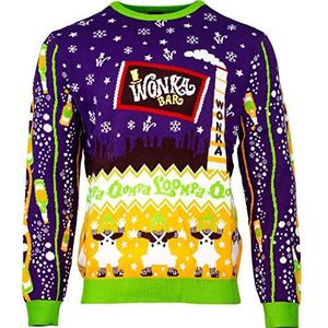 Numskull Unisex officiële Charlie and The Chocolate Factory gebreide kersttrui voor mannen of vrouwen - lelijke nieuwigheid trui cadeau, Willy Wonka, XXS