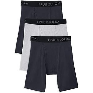 Fruit of the Loom Ademend ondergoed boxershorts kort (3-pack) heren, Lange pijpen, katoenweefsel, verpakking van 3 stuks, gesorteerd, M