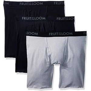 Fruit of the Loom Ademend ondergoed boxershorts kort (3-pack) heren, Lange pijpen, katoenweefsel, verpakking van 3 stuks, gesorteerd, M