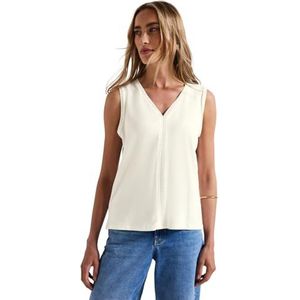 Street One Dames jersey top met gehaakte details, off-white, 46