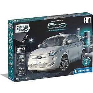Clementoni 55505 Fiat 500 Elektrische bouwdoos met motor, voor elektrische auto, met app en handleiding, vanaf 8 jaar, speelgoed in het Spaans
