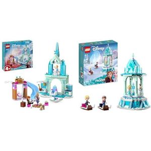 LEGO Disney Princess Elsa's Frozen Kasteel 43238: incl. Elsa en Anna, vanaf 4 jaar & LEGO Disney Princess Magische Draaimolen 43218: Bouwset, 3 poppetjes, Olaf figuur, vanaf 4 jaar