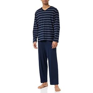 Schiesser Herenpyjama, lang, tweedelige pyjamaset, donkerblauw 159622, 58