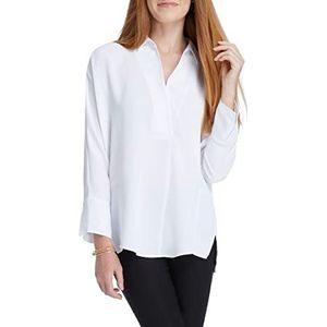 NIC+ZOE Women's Flowing Ease TOP, Paper White, Large Petite