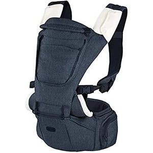 Chicco Hip Seat 3-in-1 babydrager met afneembare vaste basis, gevoerde schouderbanden en beschermcapuchon, 8 posities – geboorte tot 15 kg – piratenschwart