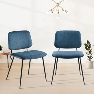 COLAMY Eetkamerstoelen, set van 2, moderne keukenstoelen, eetkamerstoelen, gestoffeerde stoelen, eetkamerstoelen, eetkamerstoelen, stof, metalen poten, groen