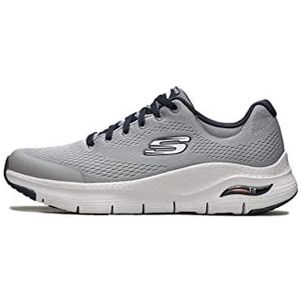 Skechers ARCH FIT heren Sneaker, Gray Textile/Synthetic/Navy Trim, 42 EU