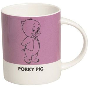 Excelsa Looney Tunes Mok Porky Pig 300 ml, porselein, roze, 8,9 x 8,9 x 9 cm