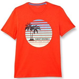 TOM TAILOR Uomini T-shirt met zomerprint 1031583, 10524 - Grenadine Red, XXS