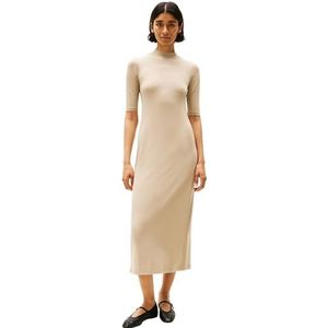 Tommy Hilfiger Dames slanke 5X2 Rib MIDI jurk 1/2 WW0WW44430 Bodycon jurk, kaki, XXS, Khaki (Sandelhout), XXS