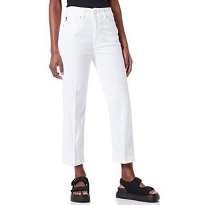 Moschino Dames High Waisted Regular Fit Broek in Stretch Lyocell Gabardine Pants, wit (optical white), 34 NL