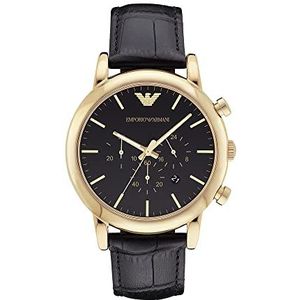 Emporio Armani Heren Chronograph Black Leather Watch