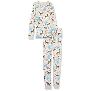 Hatley Organic Cotton Pijama met lange mouwen, bedrukte pyjama-set voor meisjes, Serene Forest, 5 Jaren