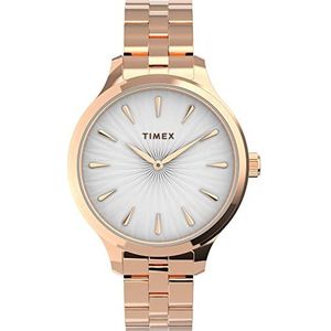 Timex Trend 36 mm dameshorloge - roségoudkleurige kast met witte wijzerplaat en roségoudkleurige band TW2V06300