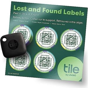 Tile Mate (2022) Bluetooth Item Finder, 1 Stuk, Zoekopdracht Met Behulp Van De Gemeenschap, iOs en Android App, Werkt Wet Alexa en Google Home, Zwart + Tile Gevonden voorwerpen-labels, Forest Green