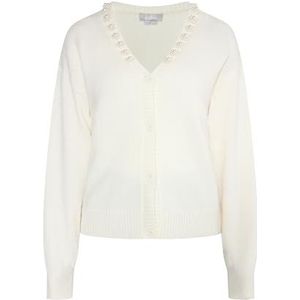 qisha Dames cardigan met parels, wolwit, M/L