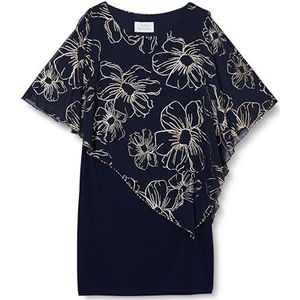 Gina Bacconi Asymmetrische jurk met bloemenprint voor dames, met bloemenprint, marine Goud, 42