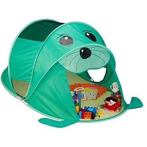 Relaxdays Speeltent Pop-up - Kindertent - Tent Kinderen - Speelgoedtent - Zeehond - Groen