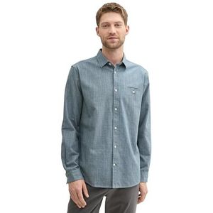 TOM TAILOR heren overhemd, 35982 - Dark Teal Wavy Structuur, XXL