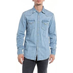 Replay heren overhemd, Lichtblauw 010, XL