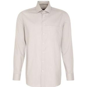 Seidensticker Zakelijk overhemd voor heren, regular fit, strijkvrij, kent-kraag, lange mouwen, 100% katoen, zand, 48