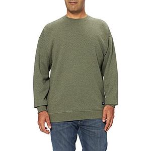 Urban Classics Heren sweatshirt Basic Melange Crew, sweater in melange-look voor mannen, in 2 kleuren, maten S - XXL, donkergroen melange, S